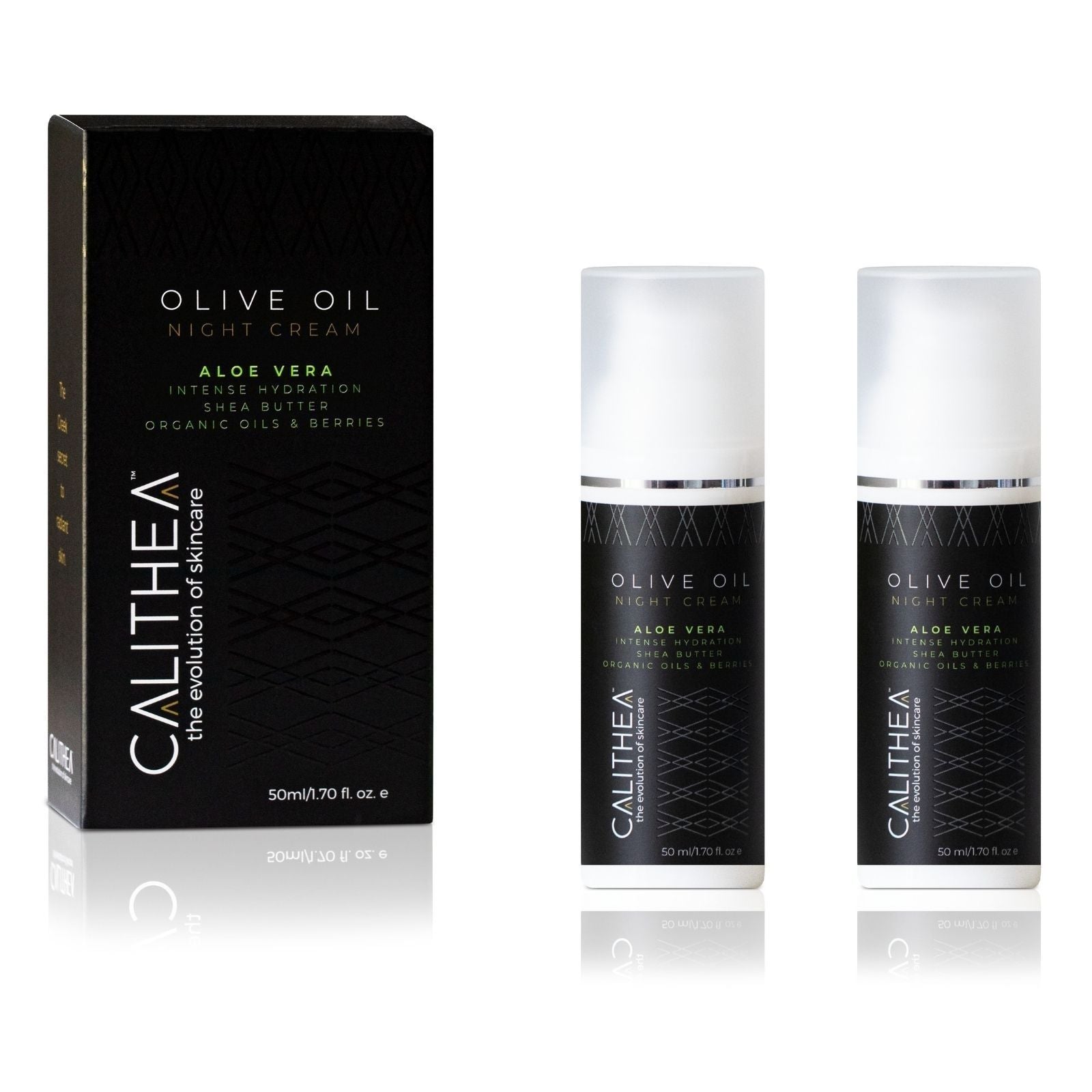 Olive Oil Night Cream with Aloe Vera & Shea Butter: 97% Natural Content - 2 Pack