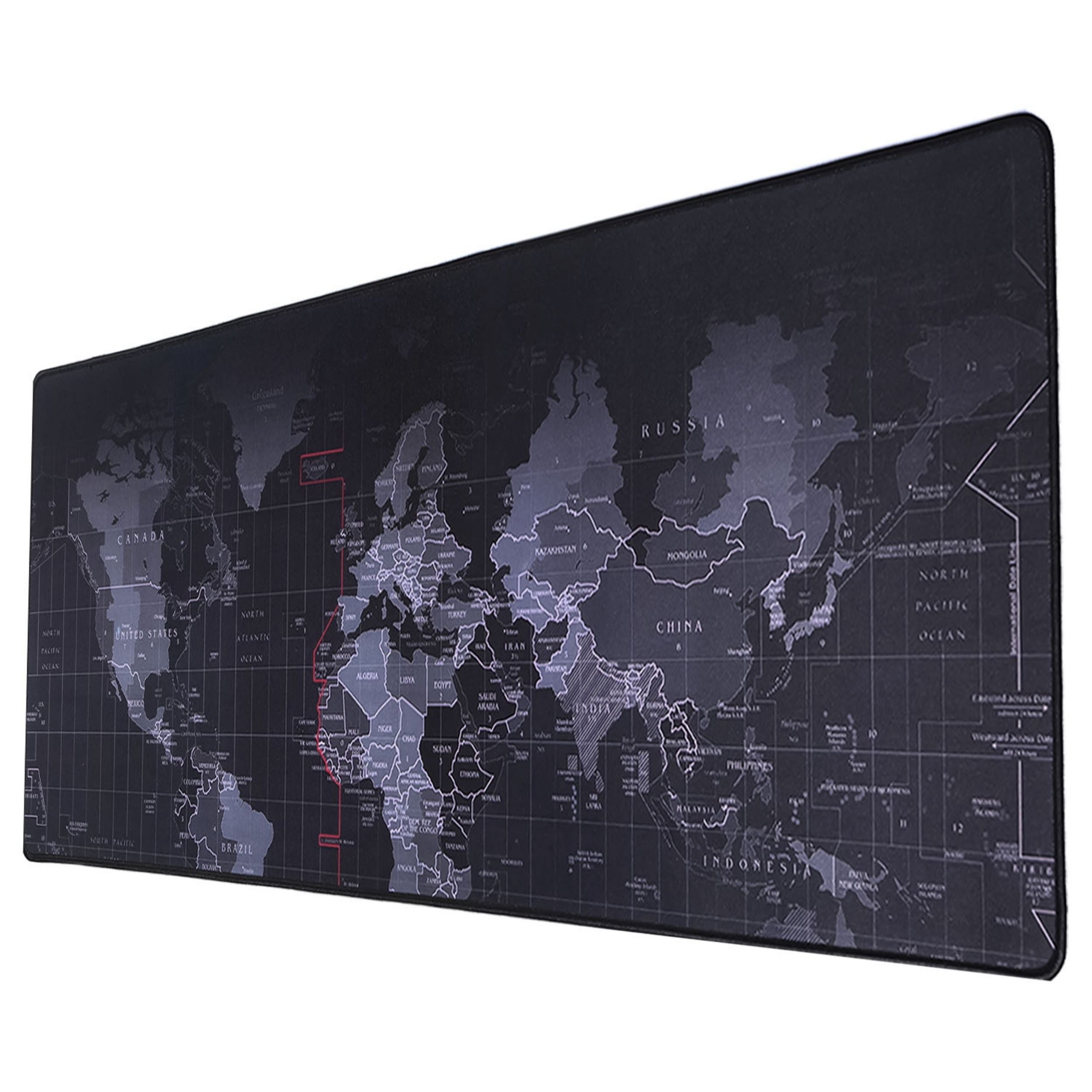 World Map Gaming Mouse Pad 31.0"x11.5" (3.0mm) - Non-Slip Rubber Base, Durable Stitched Edges, Smooth Surface