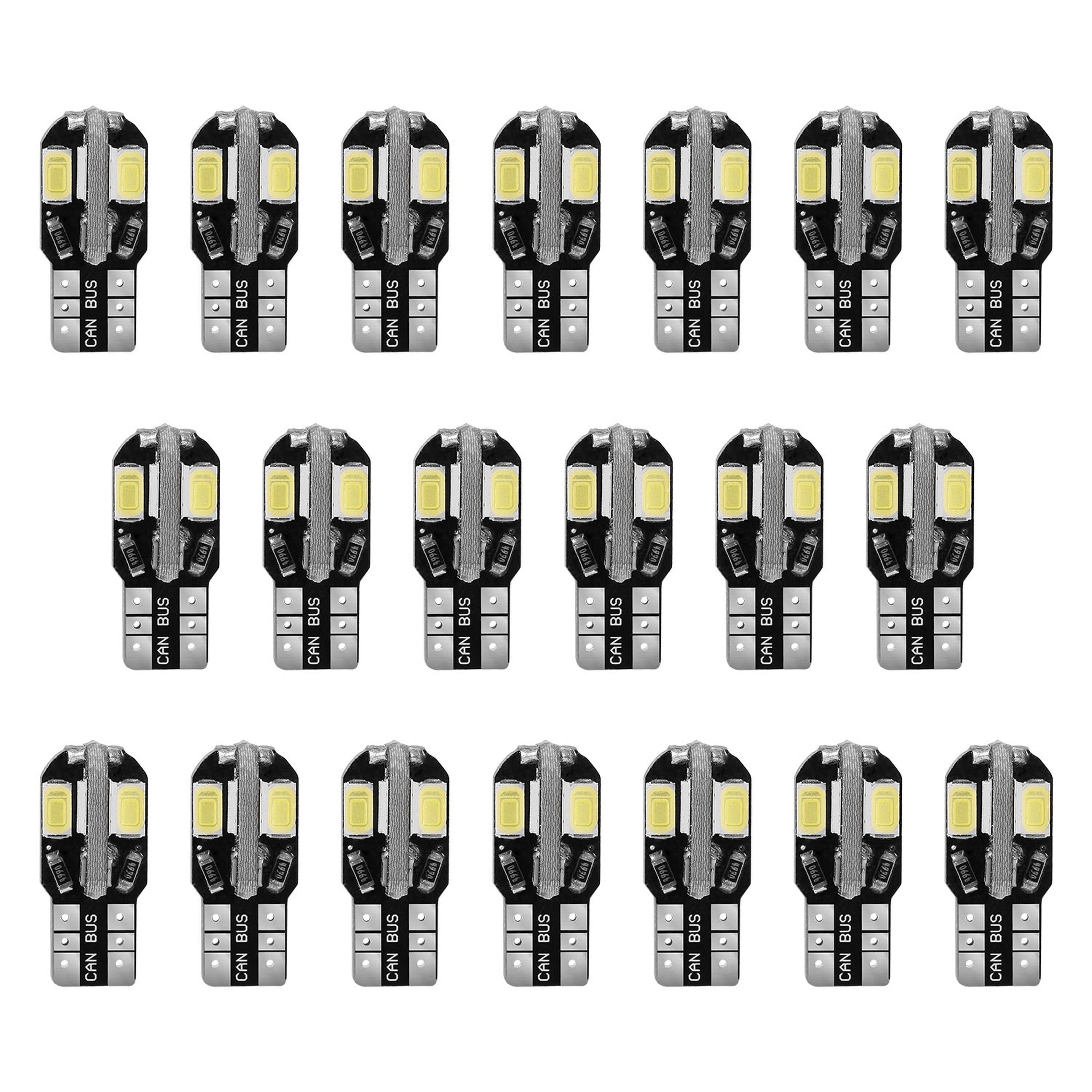 20Pcs T10 SMD5730 LED Light Bulbs 6000K Wedge Light Lamps Dome Map License Plate Car Interior Festoon Lights Kits