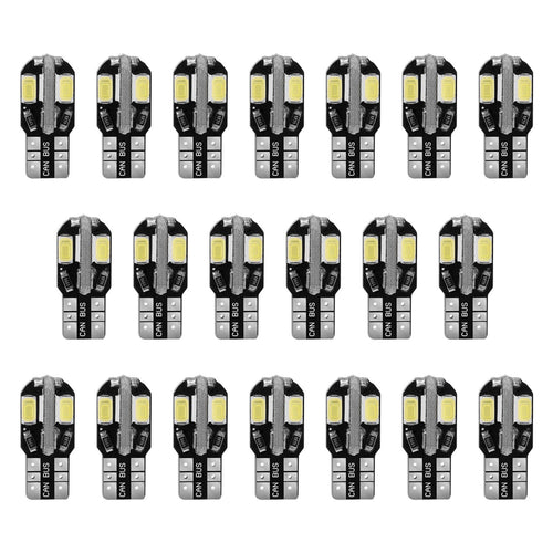 20Pcs T10 SMD5730 LED Light Bulbs 6000K Wedge Light Lamps Dome Map License Plate Car Interior Festoon Lights Kits