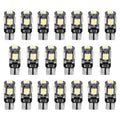 20Pcs T10 SMD5050 LED Light Bulbs 6000K Wedge Light Lamps Dome Map License Plate Car Interior Festoon Lights Kits