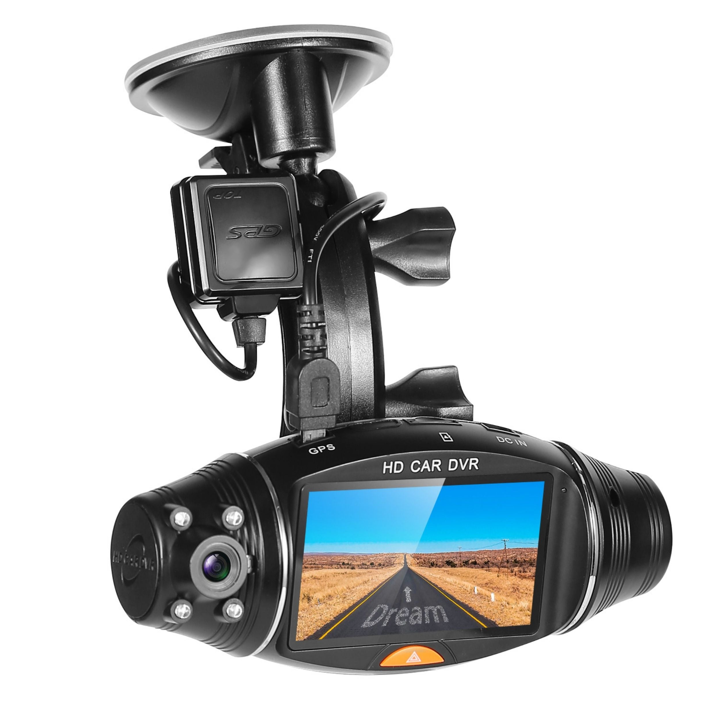 FHD 1080P Dual Lens Car DVR with GPS, G-Sensor, Night Vision - Video Recorder