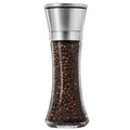 Stainless Steel Salt Pepper Grinder - Glass Mill with Adjustable Coarseness (2 Pack)