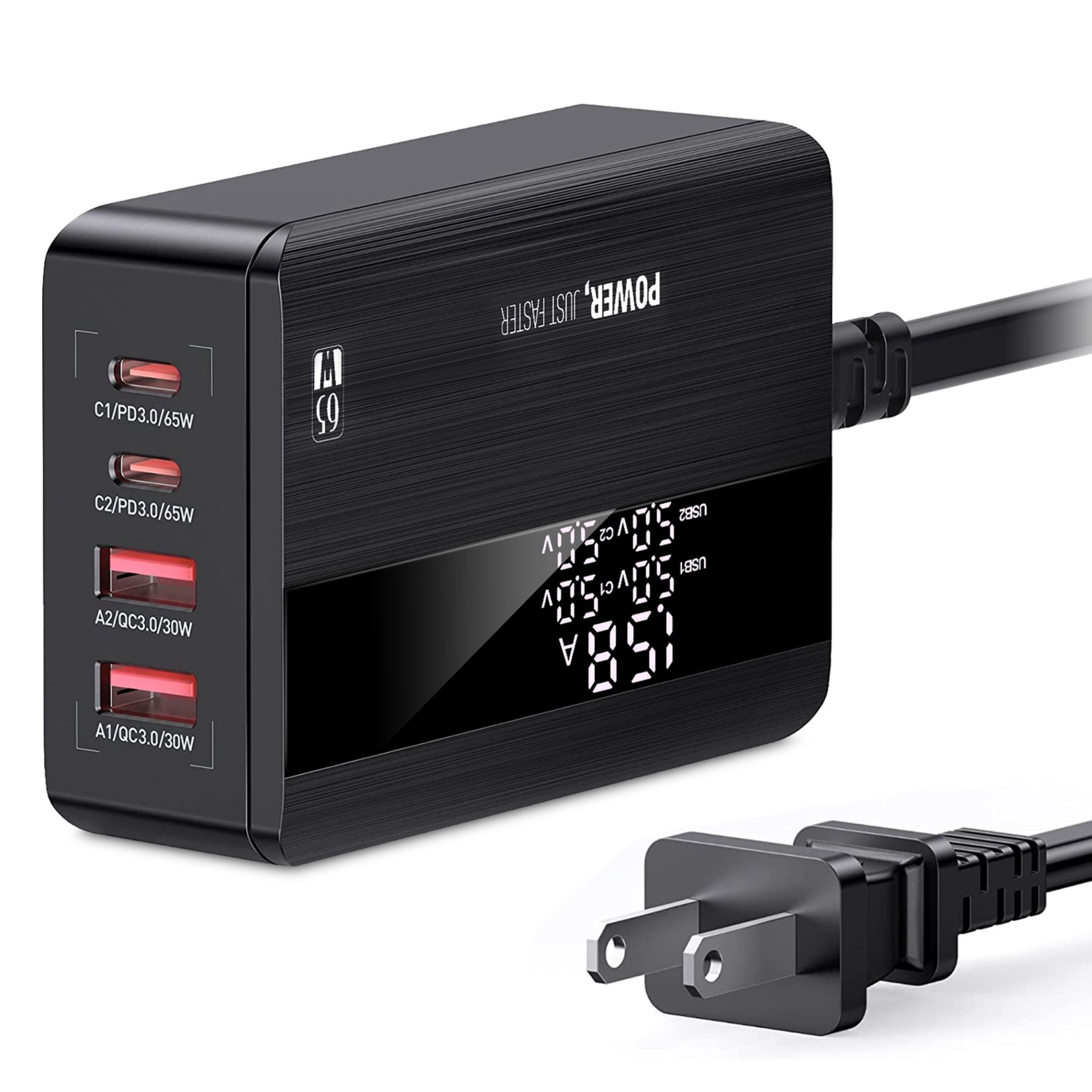 65W 4-Port USB Wall Charger: Fast Charging for iPhone 14-11, Samsung S22-S21, Switch, MacBook, iPad