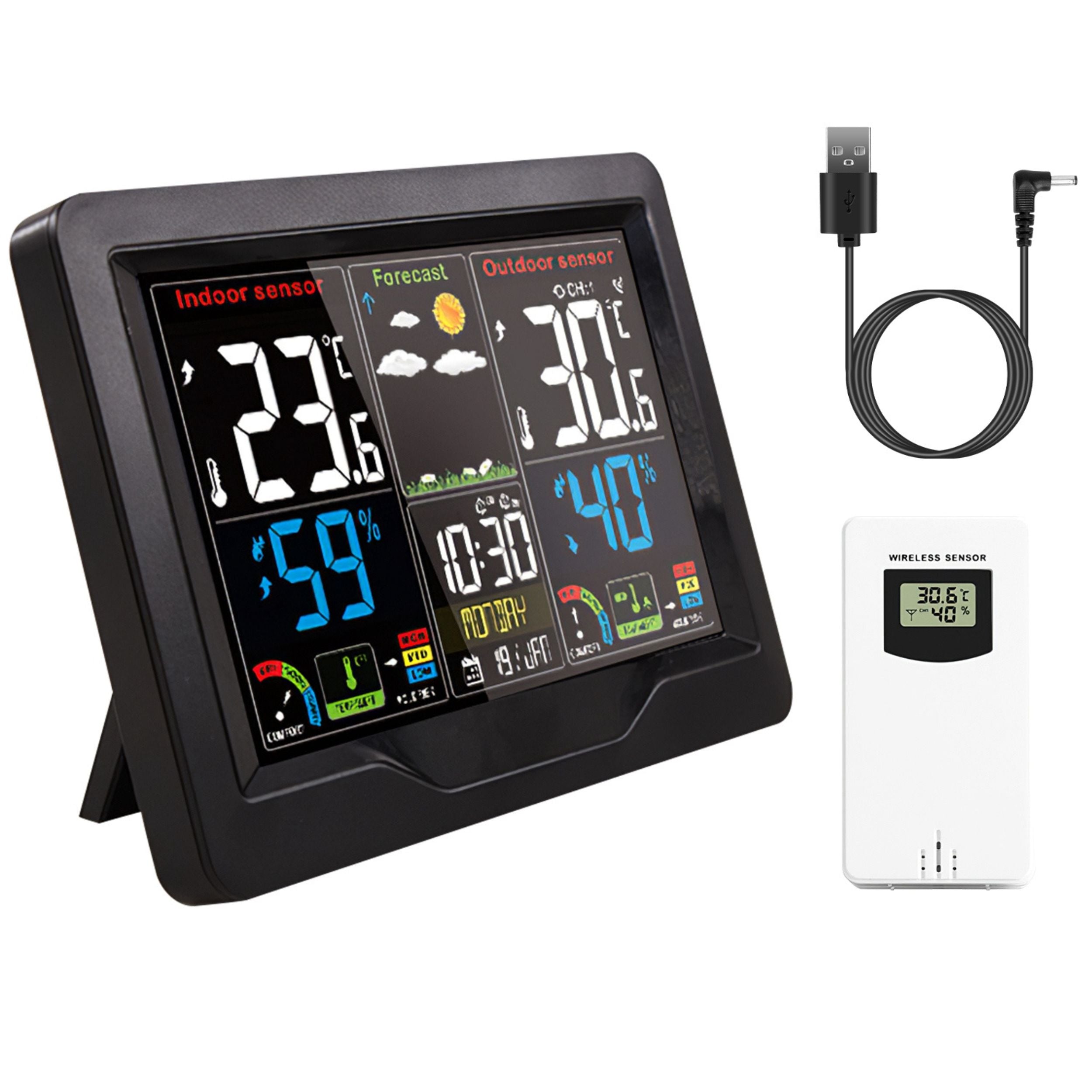 Wireless Weather Station Alarm Clock with Thermometer, Humidity, and Frost Alert