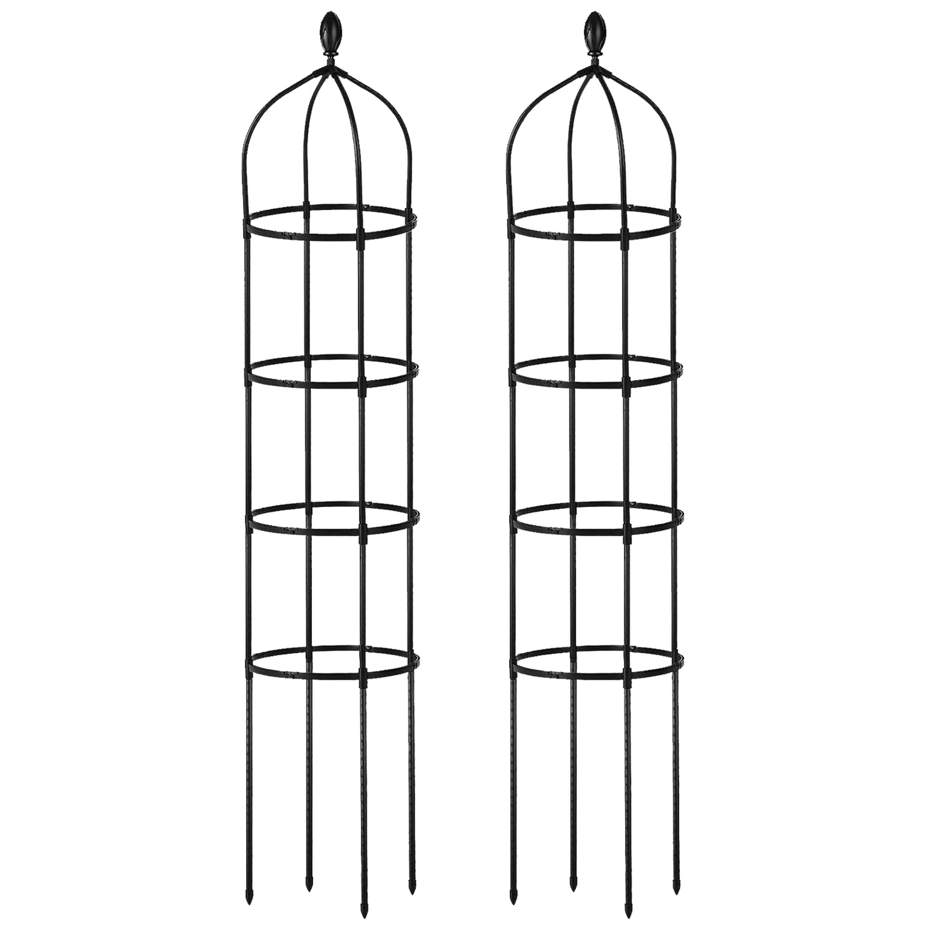 2 Packs Garden Obelisk Trellis 5.9FT Plants Tower for Climbing Plants Flower Vegetable Vine Support Rustproof Garden Plant Trellis Black
