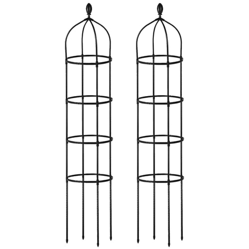 2 Packs Garden Obelisk Trellis 5.9FT Plants Tower for Climbing Plants Flower Vegetable Vine Support Rustproof Garden Plant Trellis Black