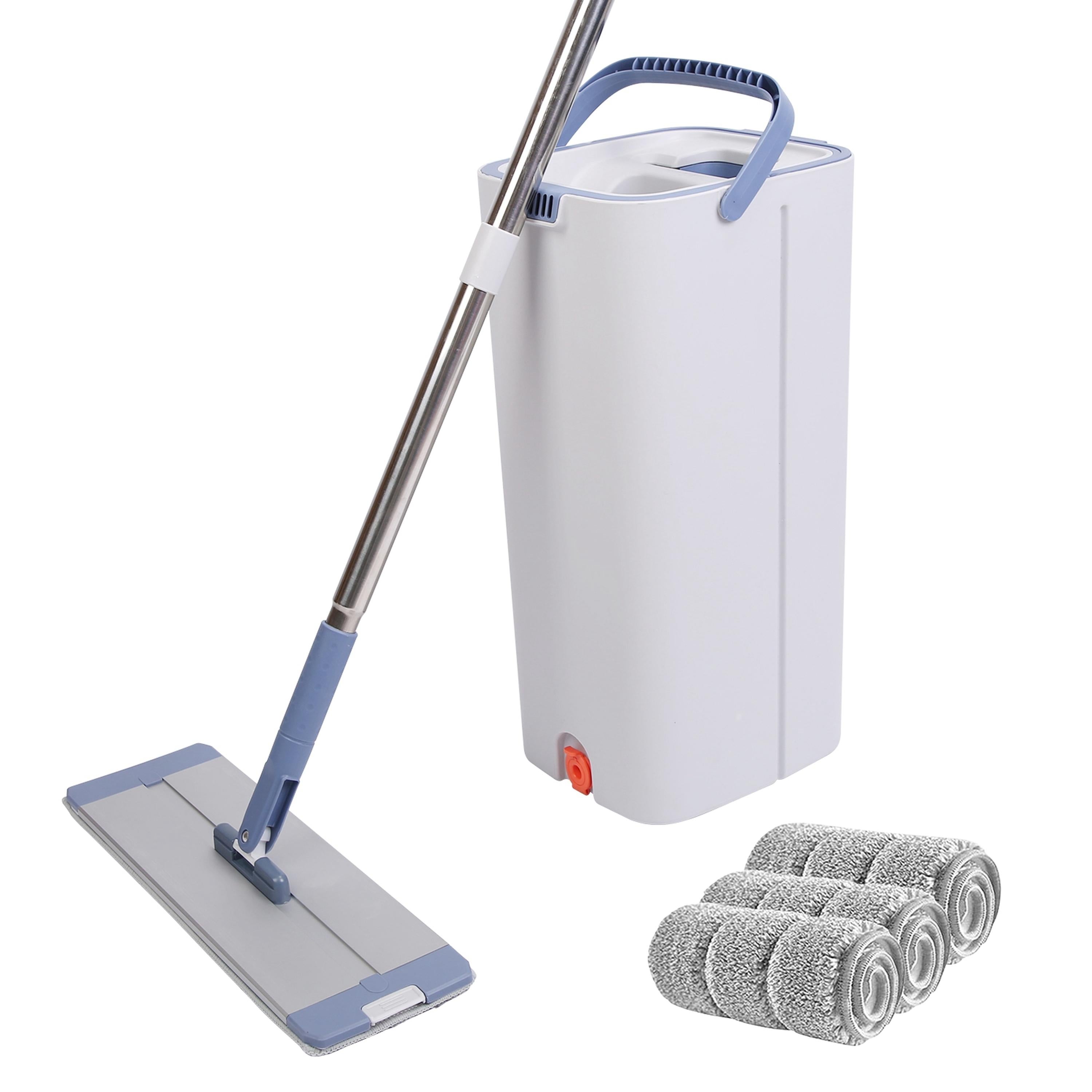 4Pcs Microfiber Mop Pads Reusable Machine Washable Cloth Mop Flat Replacements Head 15.35x4.92in for Wet Dry Floor Cleaning