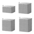 4 Pack Foldable Non Woven Storage Bags Closet Organizers Wardrobe Sorting Baskets with 2 Handles Dustproof Lid Zipper for Clothes Quilt 30L 110L 150L 