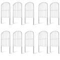10Pcs Decorative Garden Fence Rustproof Iron Wire Arched Fence Animal Barrier Border 12.59” Width 23.93” Length For Yard Landscape Patio Outdoor Decor