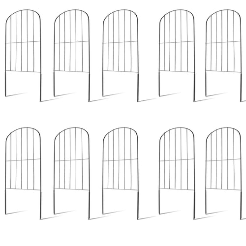 10Pcs Decorative Garden Fence Rustproof Iron Wire Arched Fence Animal Barrier Border 12.59” Width 23.93” Length For Yard Landscape Patio Outdoor Decor