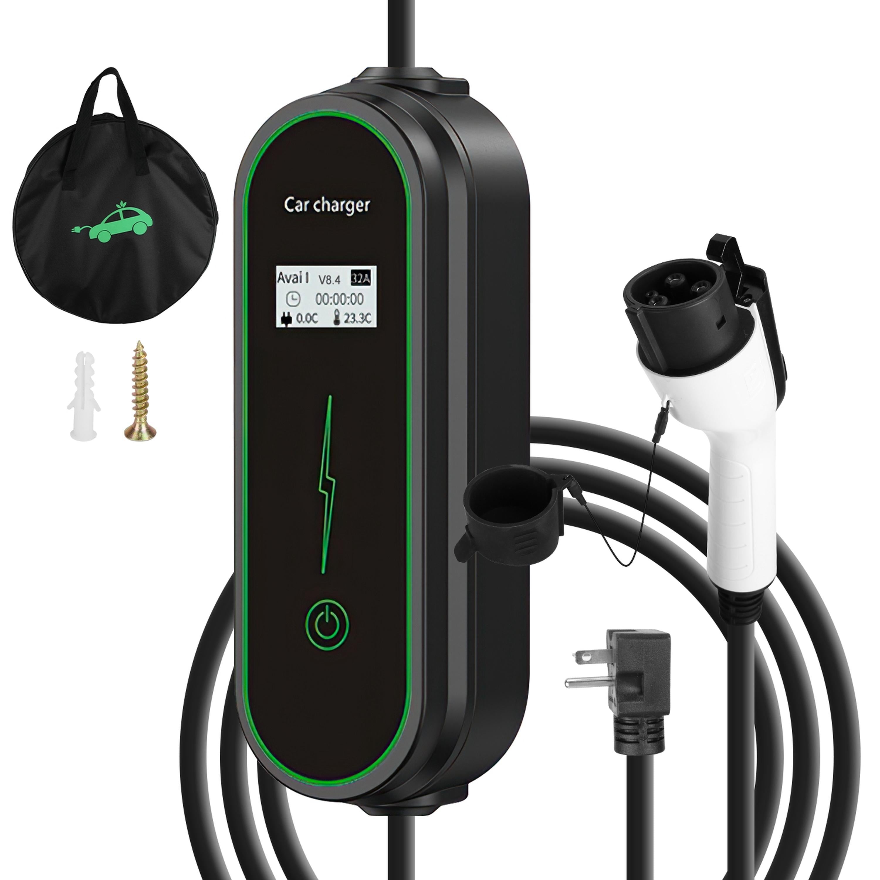 Level2 EV Charger Portable Electric Vehicle Charging Station with NEMA 6-20P Plug Carry Bag Fit For All J1772 EV and Hybrid Vehicles for Home and Outd