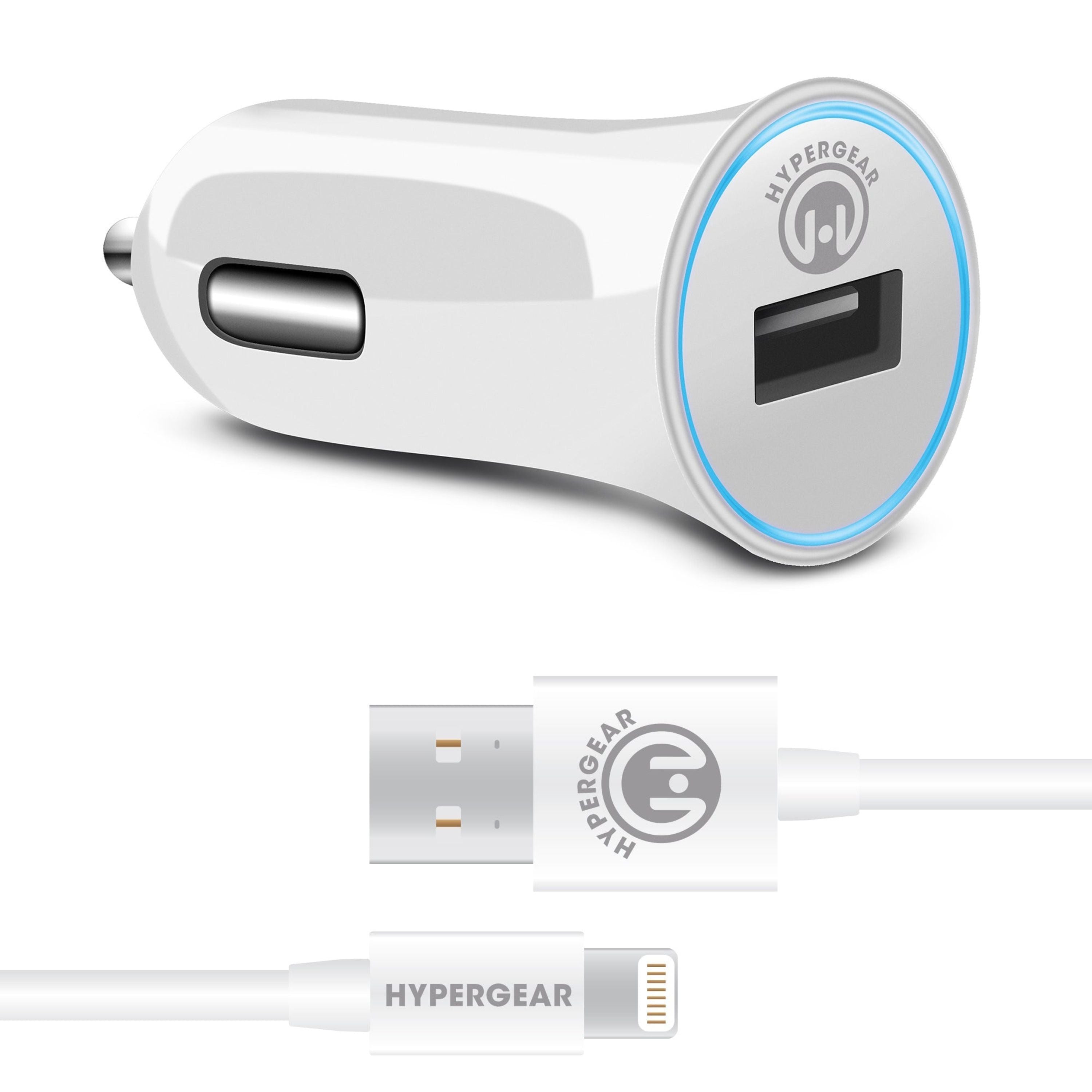 Rapid 2.4A Car Charger w/MFI Lightning Cable 4ft