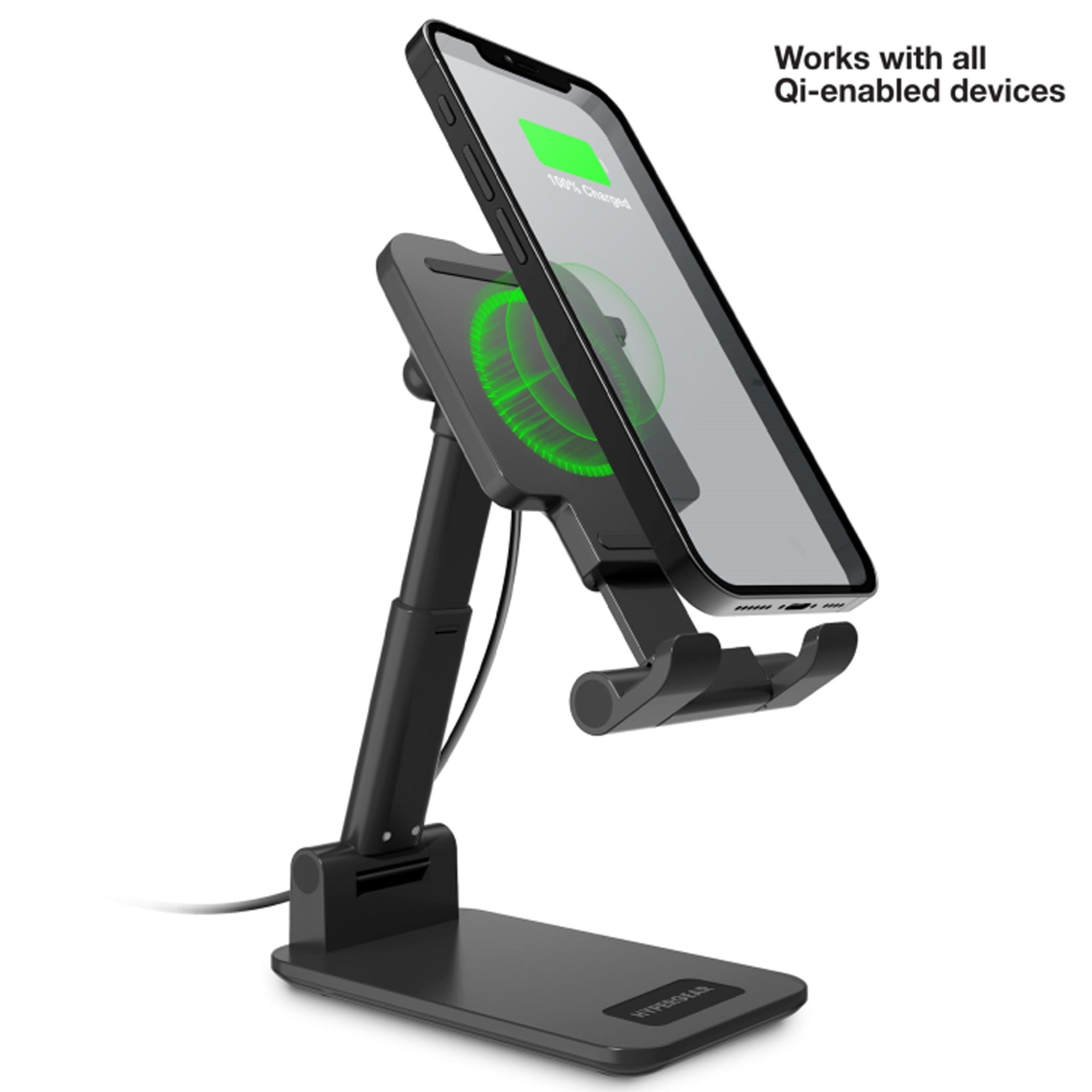 PowerFold Wireless Fast Charge Desktop Stand with Fast Wall Charger & USB-C Cable