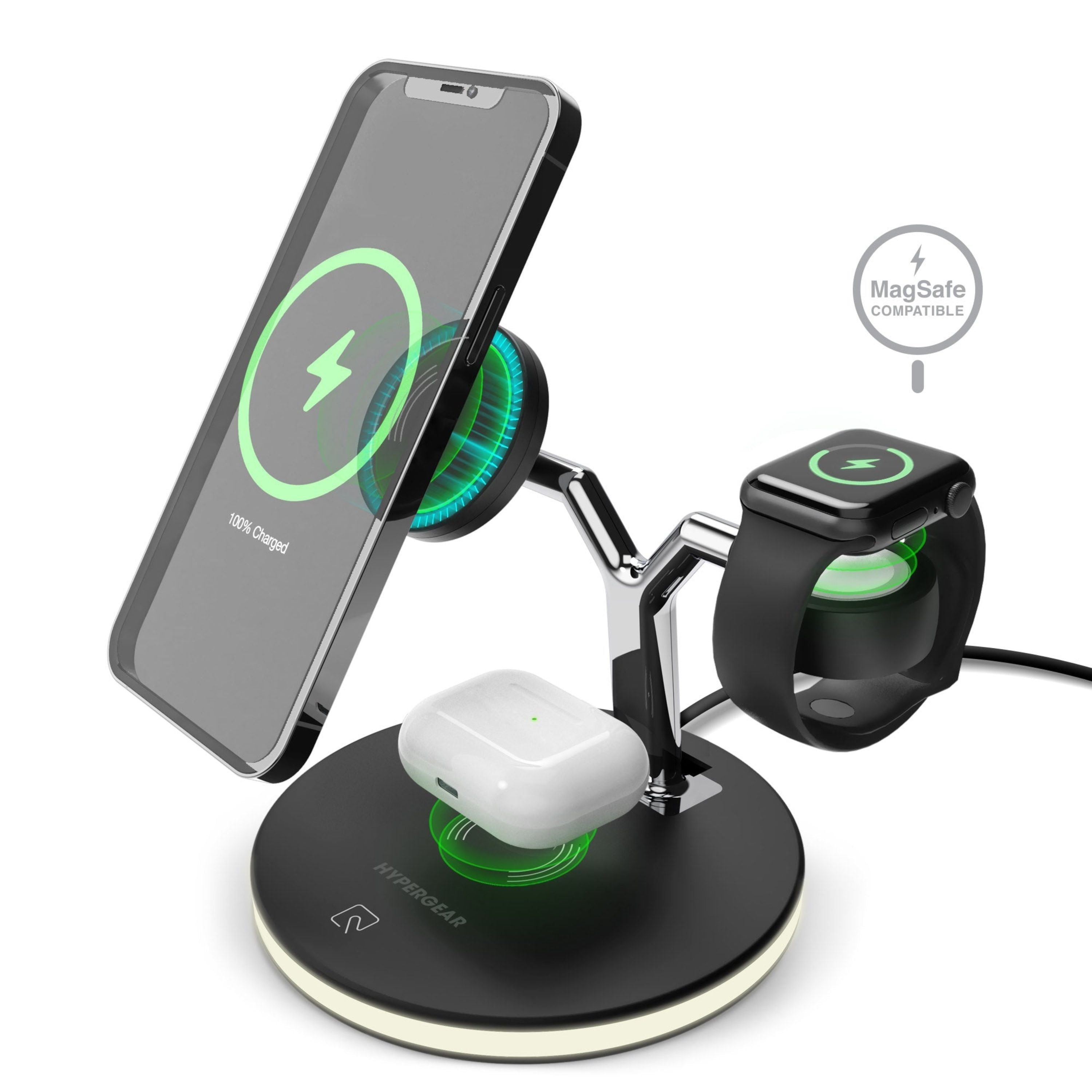 MaxCharge 3-in-1 MagSafe Wireless Charging Stand for iPhone + Apple Watch + AirPods