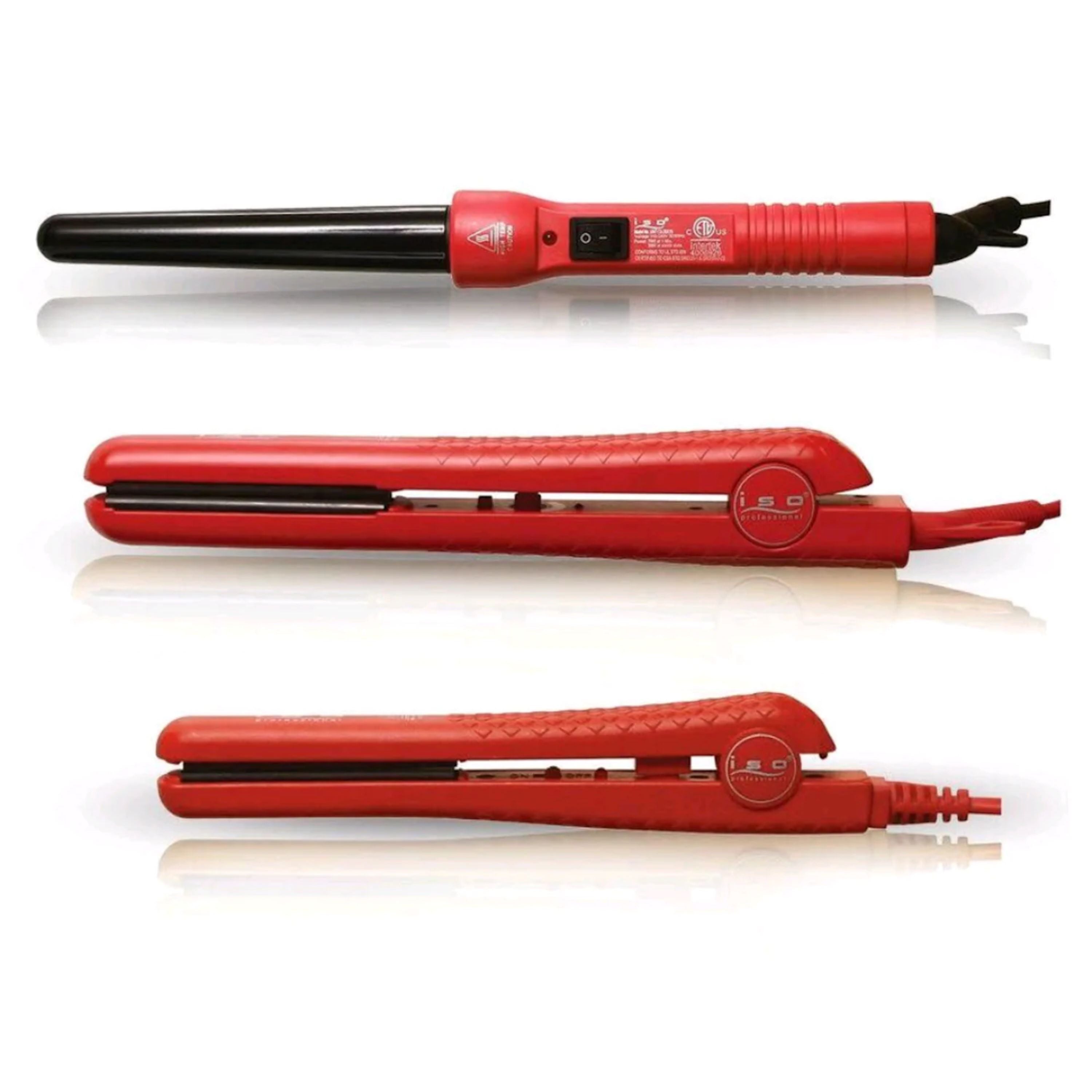 The Essentials Full Styling Set - 100% Solid Ceramic 1.25" Flat Iron, 0.5" Mini Flat Iron, & Curling Wand